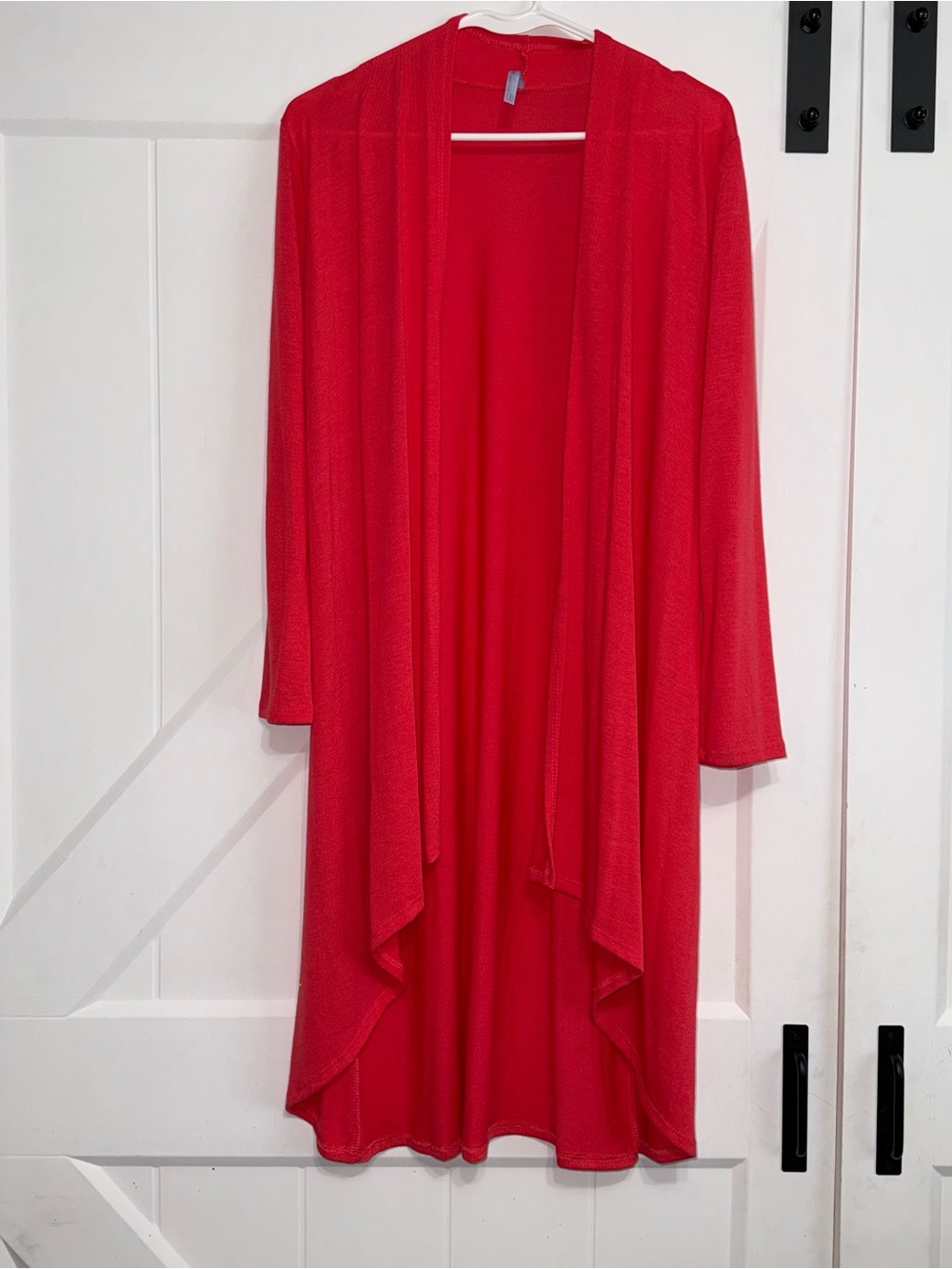 Azules Red Draped Open-Front Cardigan